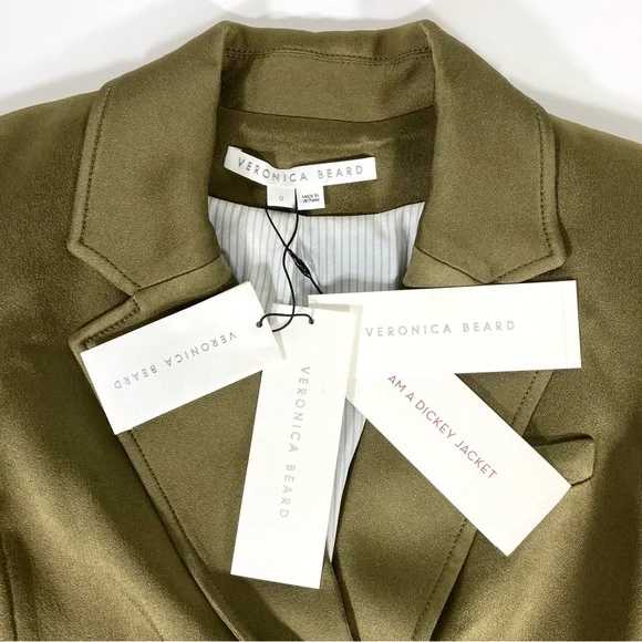 Veronica Beard Myla Dickey Jacket Olive Green Size 0 NWT